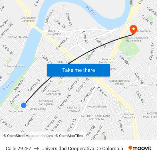 Calle 29 4-7 to Universidad Cooperativa De Colombia map