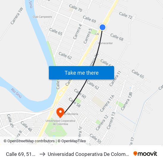 Calle 69, 5159 to Universidad Cooperativa De Colombia map