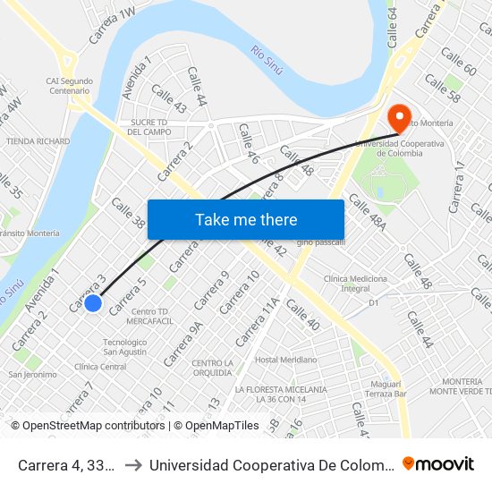 Carrera 4, 3313 to Universidad Cooperativa De Colombia map