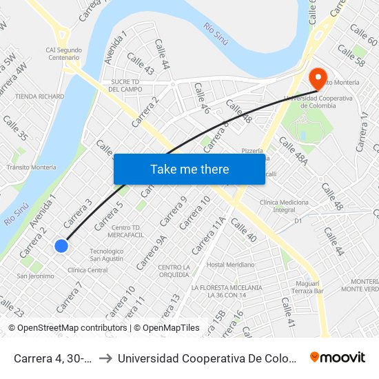 Carrera 4, 30-25 to Universidad Cooperativa De Colombia map