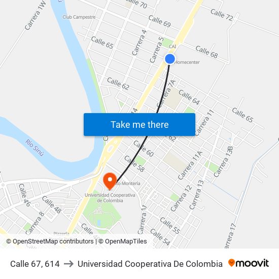 Calle 67, 614 to Universidad Cooperativa De Colombia map