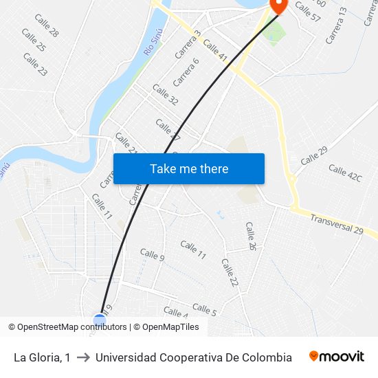 La Gloria, 1 to Universidad Cooperativa De Colombia map