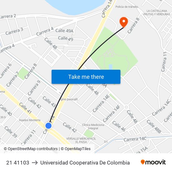 21 41103 to Universidad Cooperativa De Colombia map