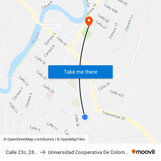 Calle 23c, 28-1 to Universidad Cooperativa De Colombia map