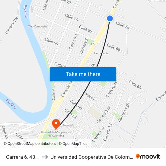 Carrera 6, 4350 to Universidad Cooperativa De Colombia map