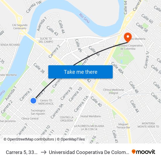 Carrera 5, 3358 to Universidad Cooperativa De Colombia map