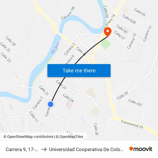 Carrera 9, 17-26 to Universidad Cooperativa De Colombia map