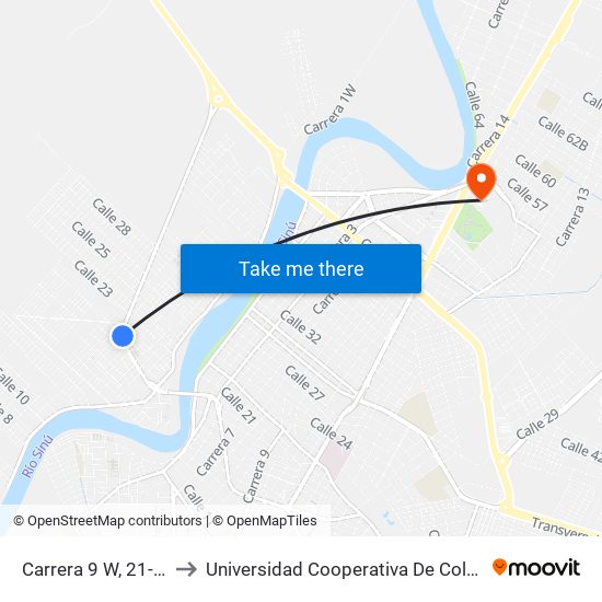 Carrera 9 W, 21-294 to Universidad Cooperativa De Colombia map