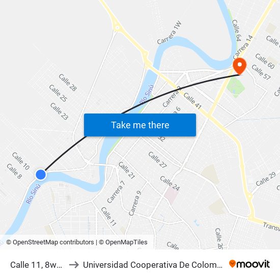 Calle 11, 8w17 to Universidad Cooperativa De Colombia map