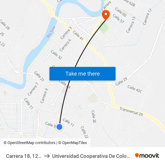 Carrera 18, 1236 to Universidad Cooperativa De Colombia map