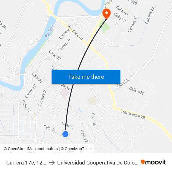 Carrera 17e, 12-26 to Universidad Cooperativa De Colombia map