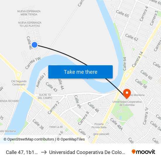 Calle 47, 1b137 to Universidad Cooperativa De Colombia map