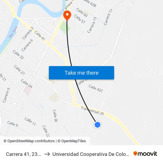 Carrera 41, 23-28 to Universidad Cooperativa De Colombia map