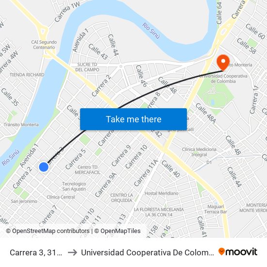 Carrera 3, 3153 to Universidad Cooperativa De Colombia map