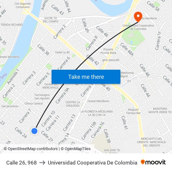 Calle 26, 968 to Universidad Cooperativa De Colombia map