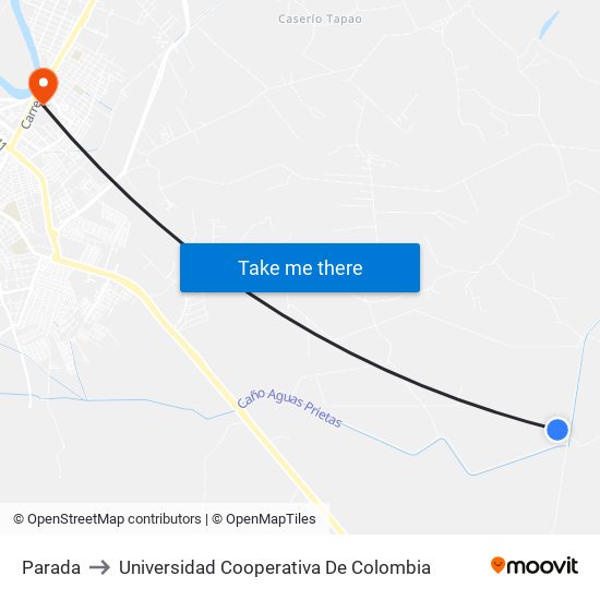 Parada to Universidad Cooperativa De Colombia map