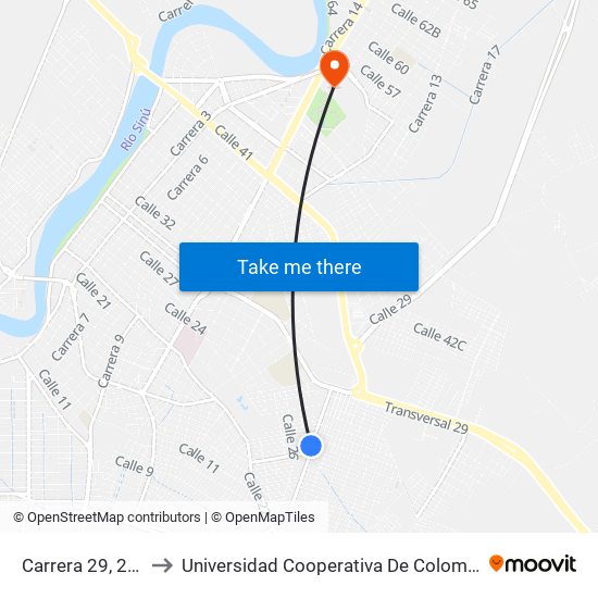 Carrera 29, 222 to Universidad Cooperativa De Colombia map