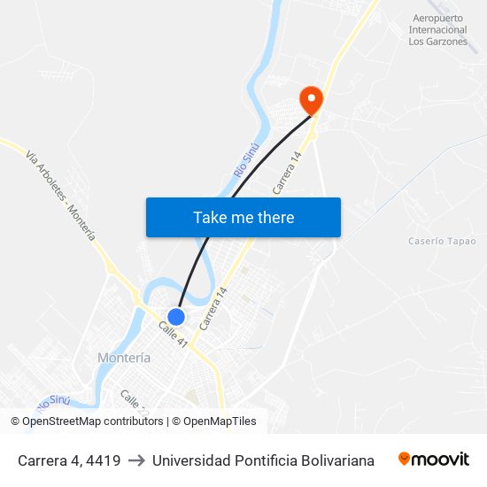 Carrera 4, 4419 to Universidad Pontificia Bolivariana map