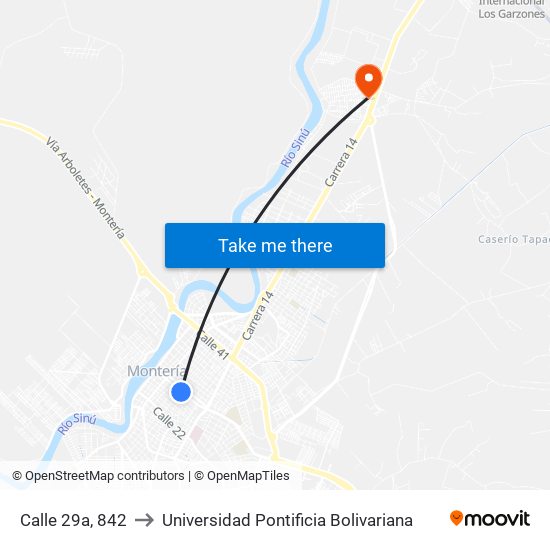 Calle 29a, 842 to Universidad Pontificia Bolivariana map