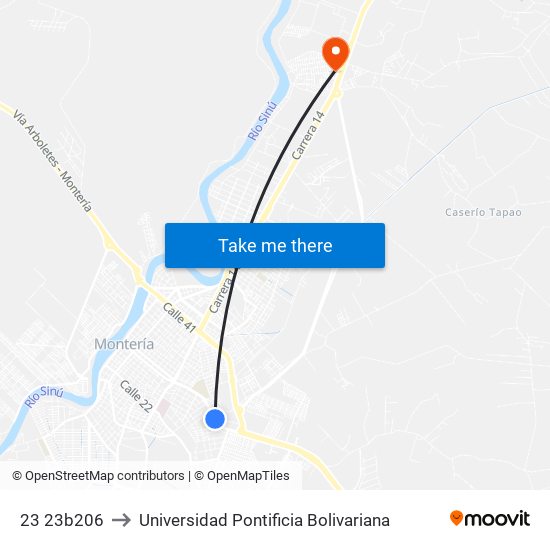 23 23b206 to Universidad Pontificia Bolivariana map