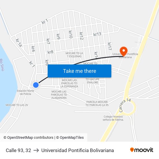 Calle 93, 32 to Universidad Pontificia Bolivariana map