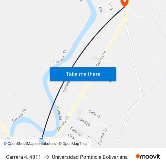 Carrera 4, 4811 to Universidad Pontificia Bolivariana map