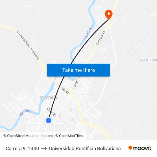 Carrera 9, 1340 to Universidad Pontificia Bolivariana map