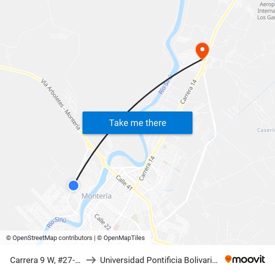 Carrera 9 W, #27-33 to Universidad Pontificia Bolivariana map