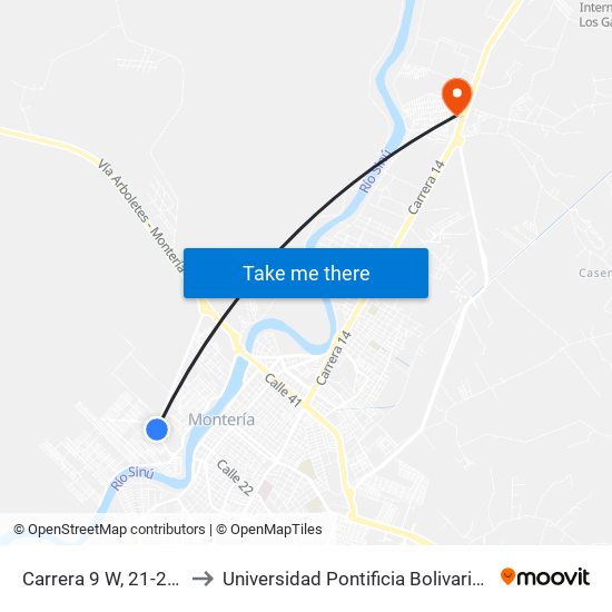 Carrera 9 W, 21-294 to Universidad Pontificia Bolivariana map