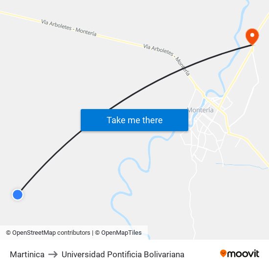 Martinica to Universidad Pontificia Bolivariana map