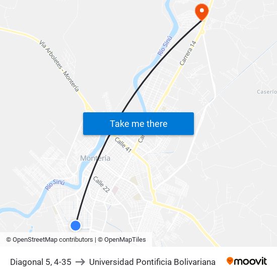 Diagonal 5, 4-35 to Universidad Pontificia Bolivariana map