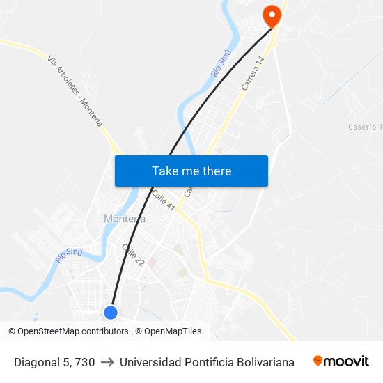 Diagonal 5, 730 to Universidad Pontificia Bolivariana map