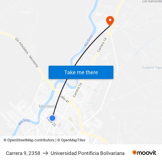 Carrera 9, 2358 to Universidad Pontificia Bolivariana map