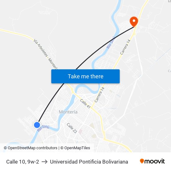 Calle 10, 9w-2 to Universidad Pontificia Bolivariana map