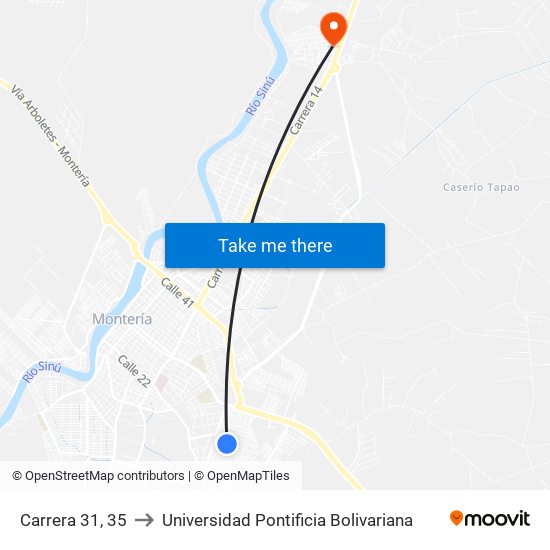 Carrera 31, 35 to Universidad Pontificia Bolivariana map