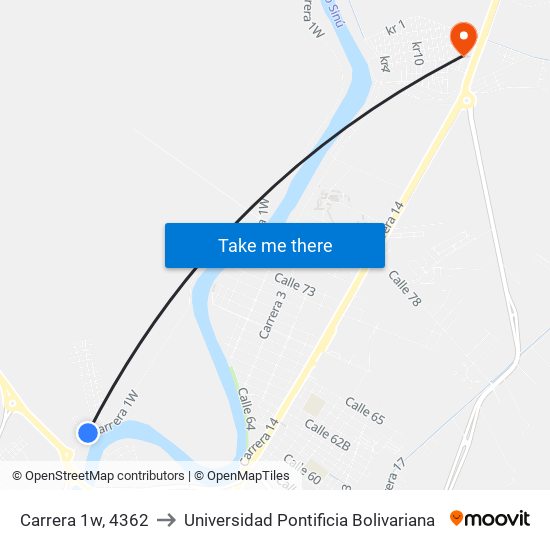 Carrera 1w, 4362 to Universidad Pontificia Bolivariana map