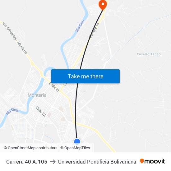 Carrera 40 A, 105 to Universidad Pontificia Bolivariana map