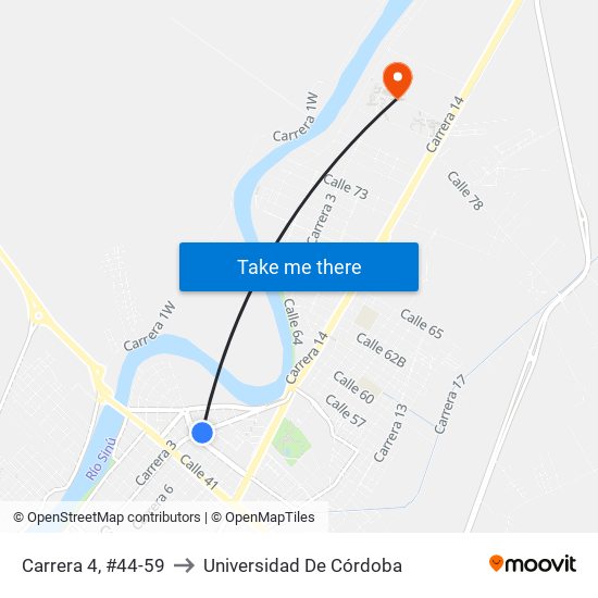 Carrera 4, #44-59 to Universidad De Córdoba map