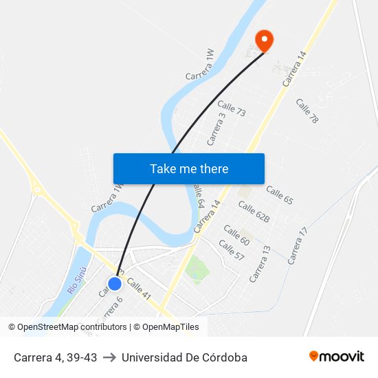 Carrera 4, 39-43 to Universidad De Córdoba map