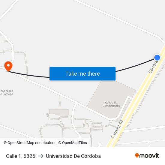 Calle 1, 6826 to Universidad De Córdoba map