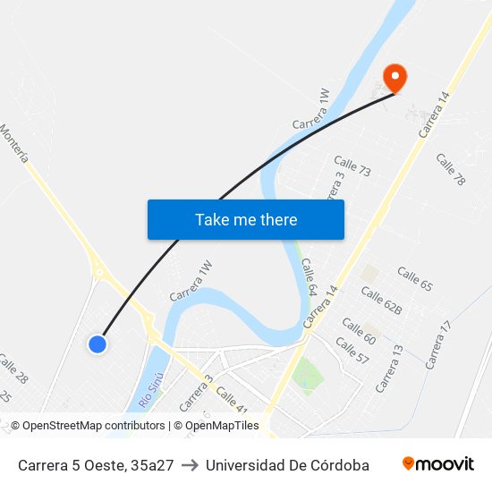 Carrera 5 Oeste, 35a27 to Universidad De Córdoba map