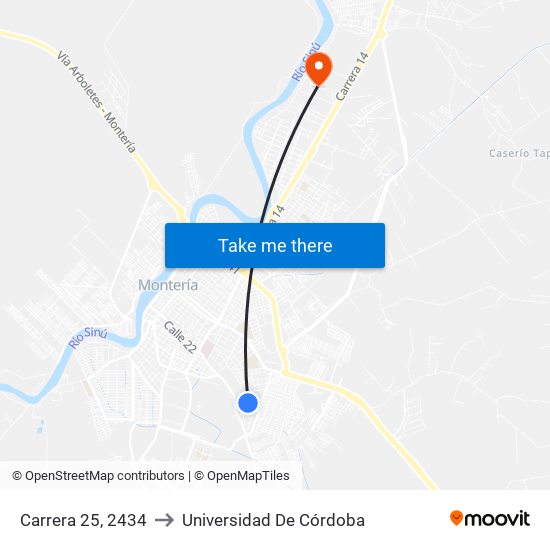 Carrera 25, 2434 to Universidad De Córdoba map