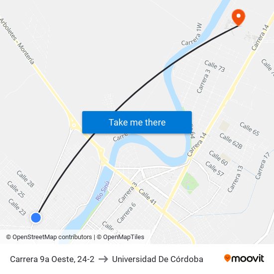 Carrera 9a Oeste, 24-2 to Universidad De Córdoba map