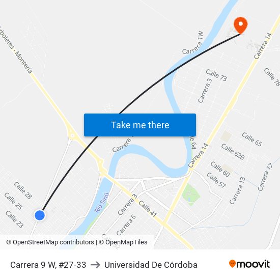 Carrera 9 W, #27-33 to Universidad De Córdoba map