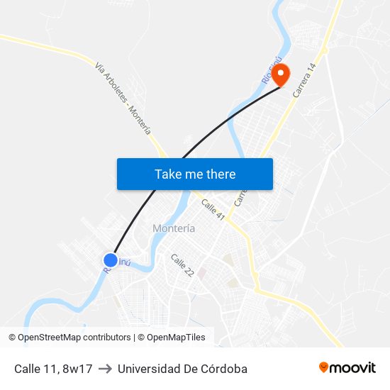 Calle 11, 8w17 to Universidad De Córdoba map