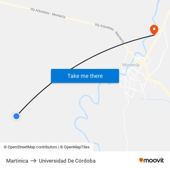 Martinica to Universidad De Córdoba map