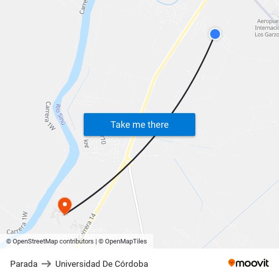 Parada to Universidad De Córdoba map