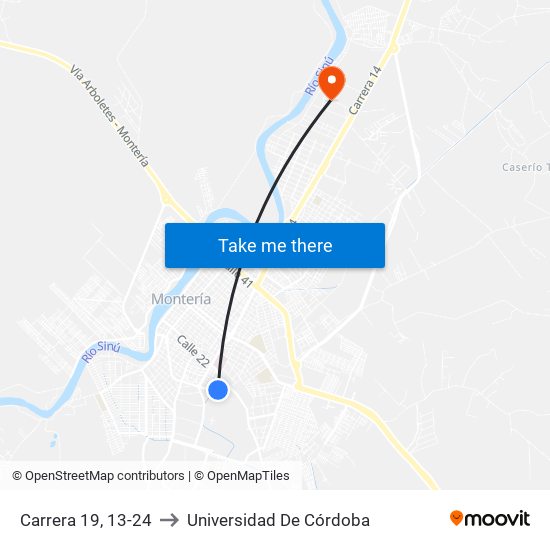 Carrera 19, 13-24 to Universidad De Córdoba map