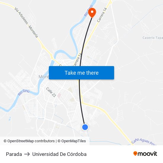 Parada to Universidad De Córdoba map