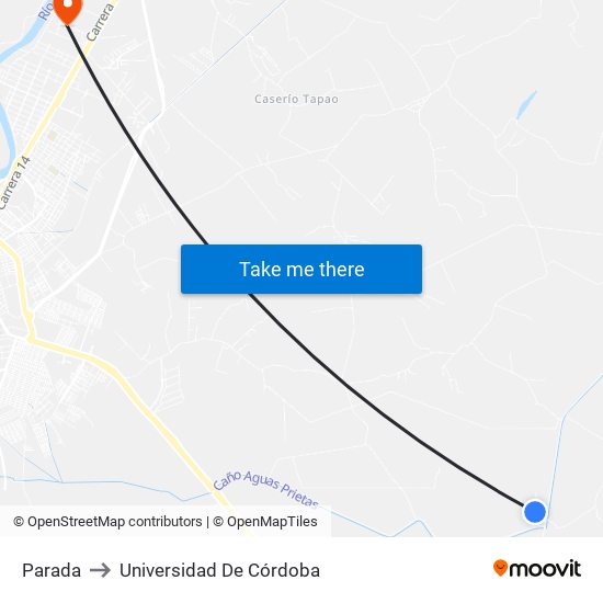 Parada to Universidad De Córdoba map